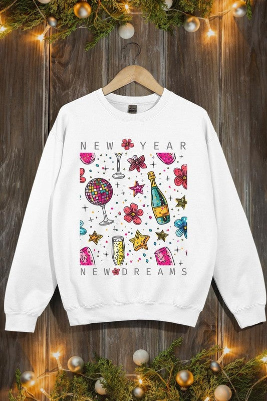 New Year New Dreams Graphic Fleece Sweatshirt